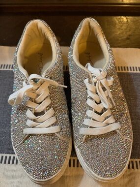 Betsey Johnson Silver Crystal Embellished Women's Sneakers